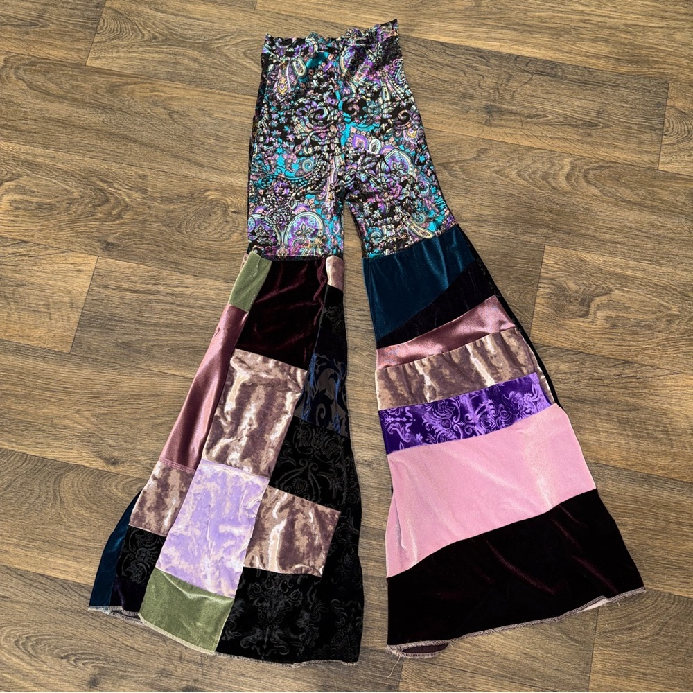 Lux Muse Patchwork Bell Bottom Pants - image 1
